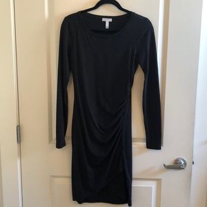 Leith long sleeve black midi dress